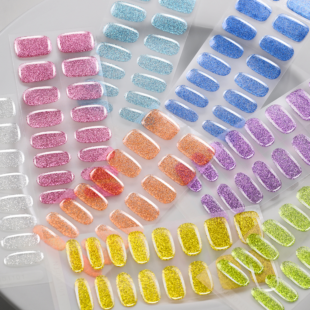 16Tips Colorful Glitter Semi C - Full Cover Adhesive 评论和价格