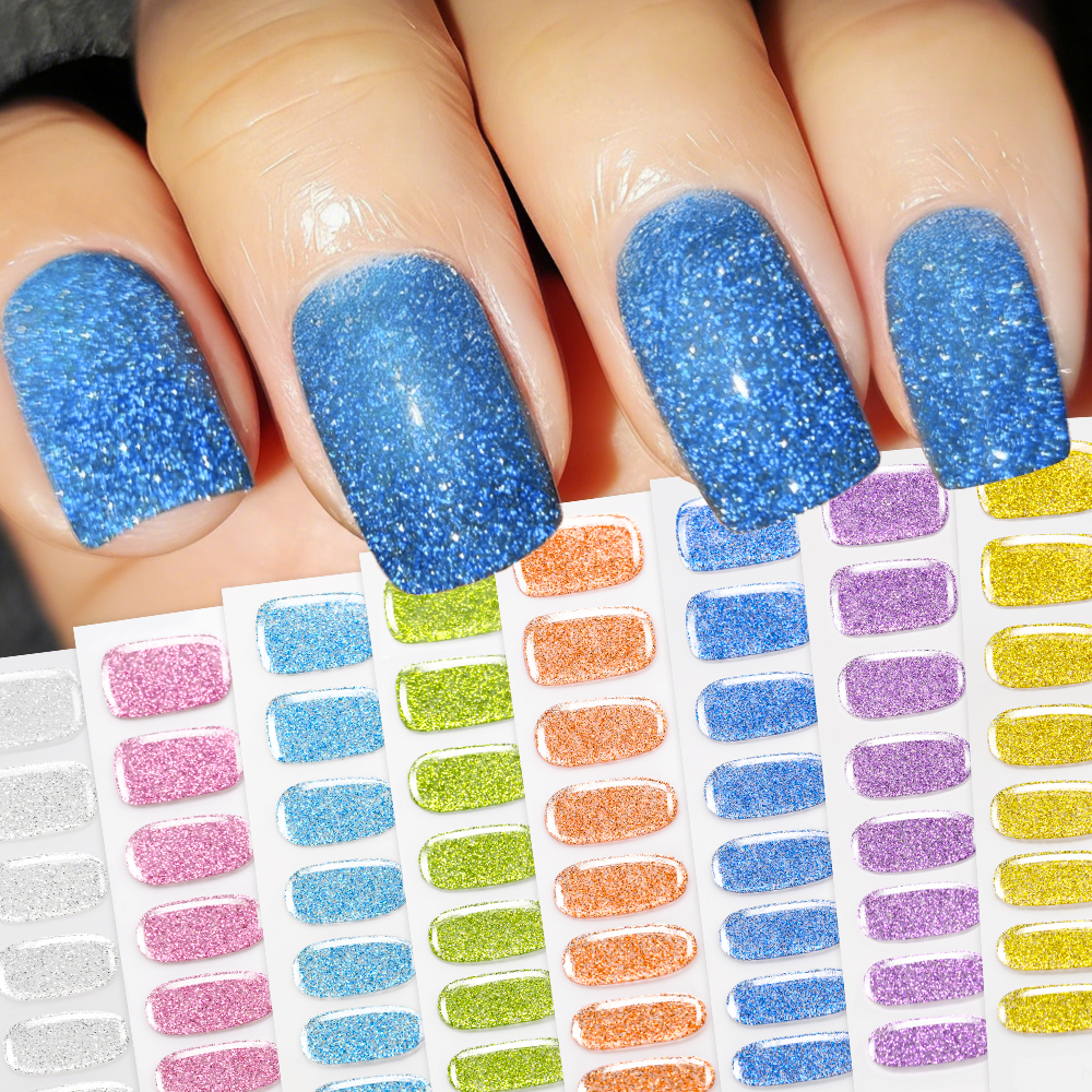 16Tips Colorful Glitter Semi C - Full Cover Adhesive 评论和价格