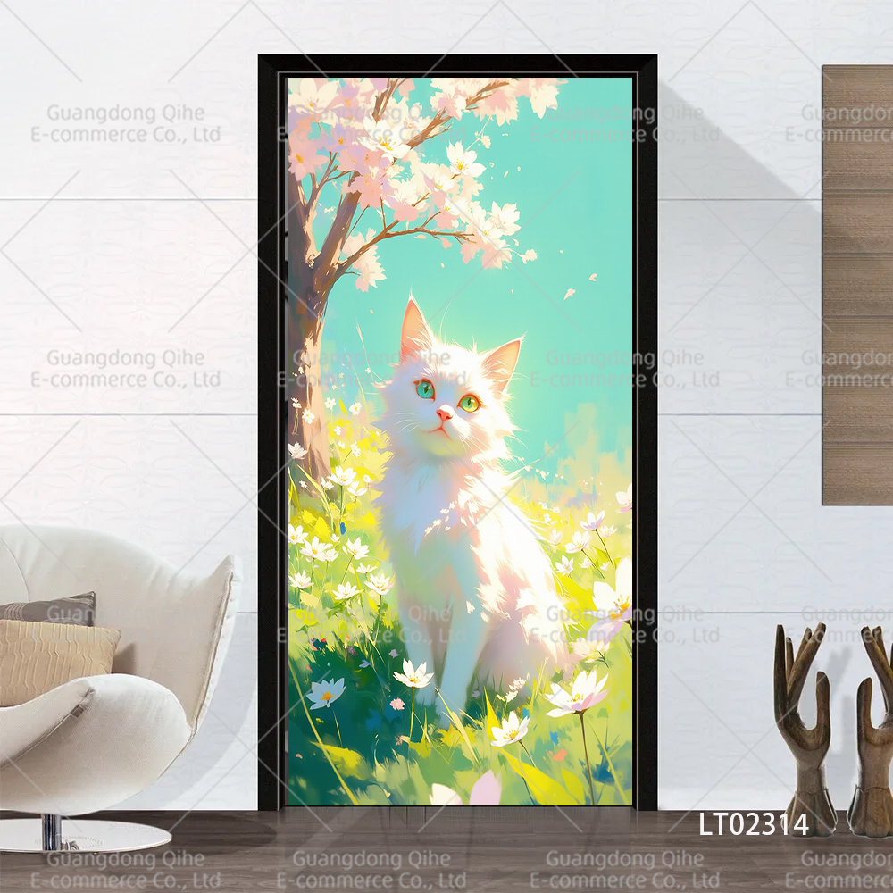Tulip Cat Cherry Blossom Scene - Full Cover Adhesive 评论和价格