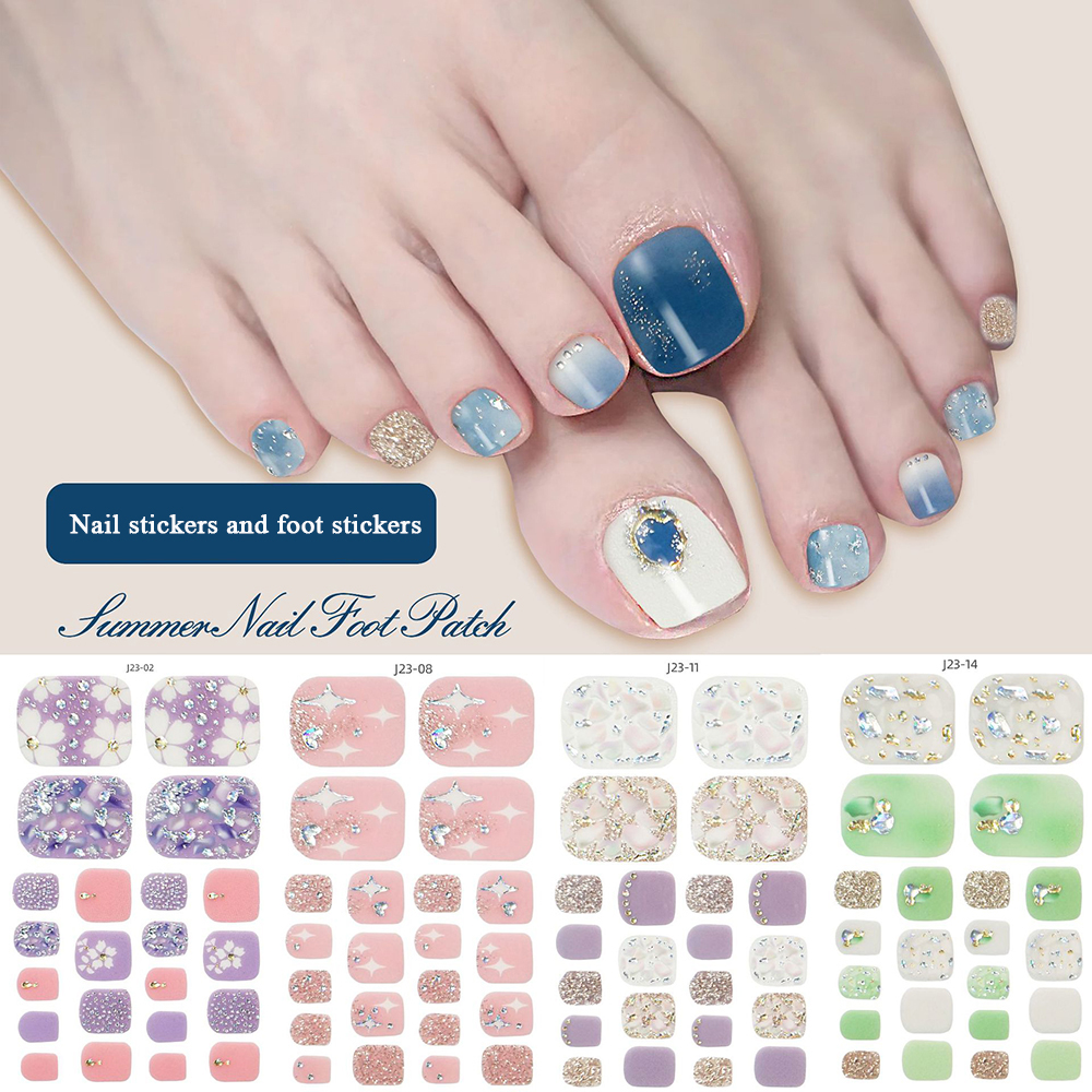 22tips/Sheet Toe Nail Stickers - Full Cover Adhesive 评论和价格