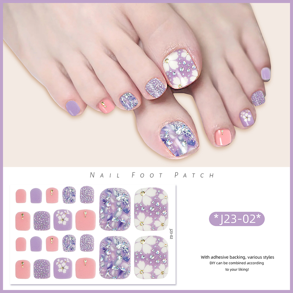 22tips/Sheet Toe Nail Stickers - Full Cover Adhesive 评论和价格