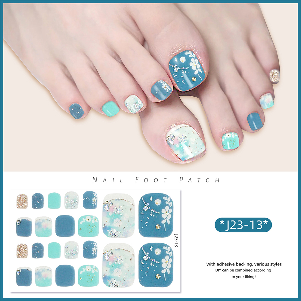 22tips/Sheet Toe Nail Stickers - Full Cover Adhesive 评论和价格