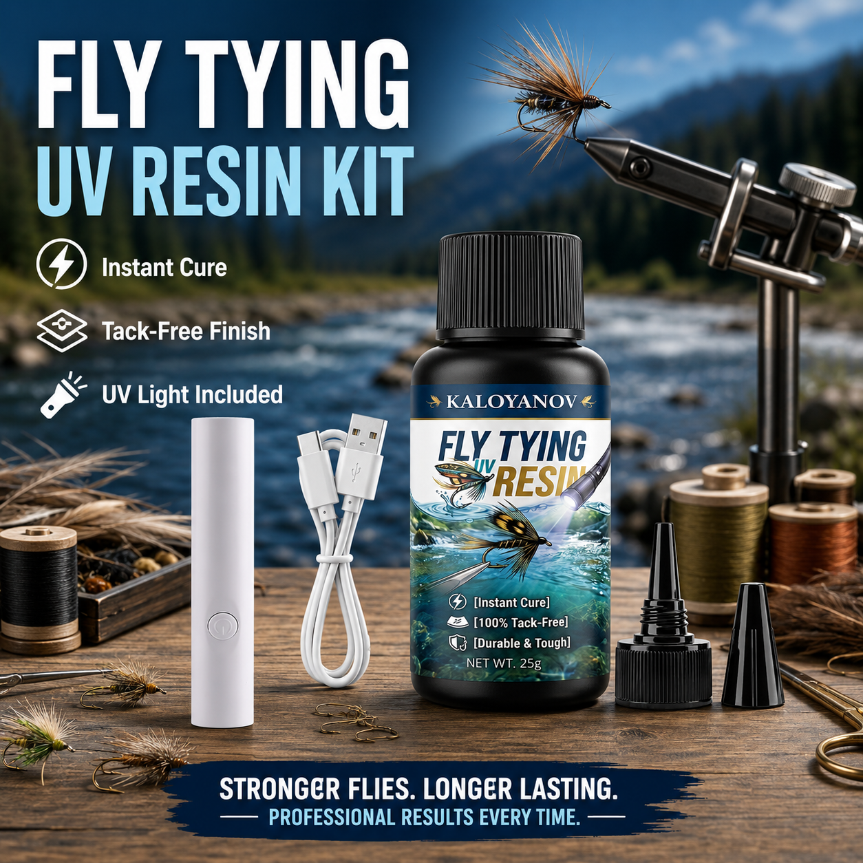 UV Resin Fly Tying Kit with US - Liquid Uv Glue Kit 评论和价格