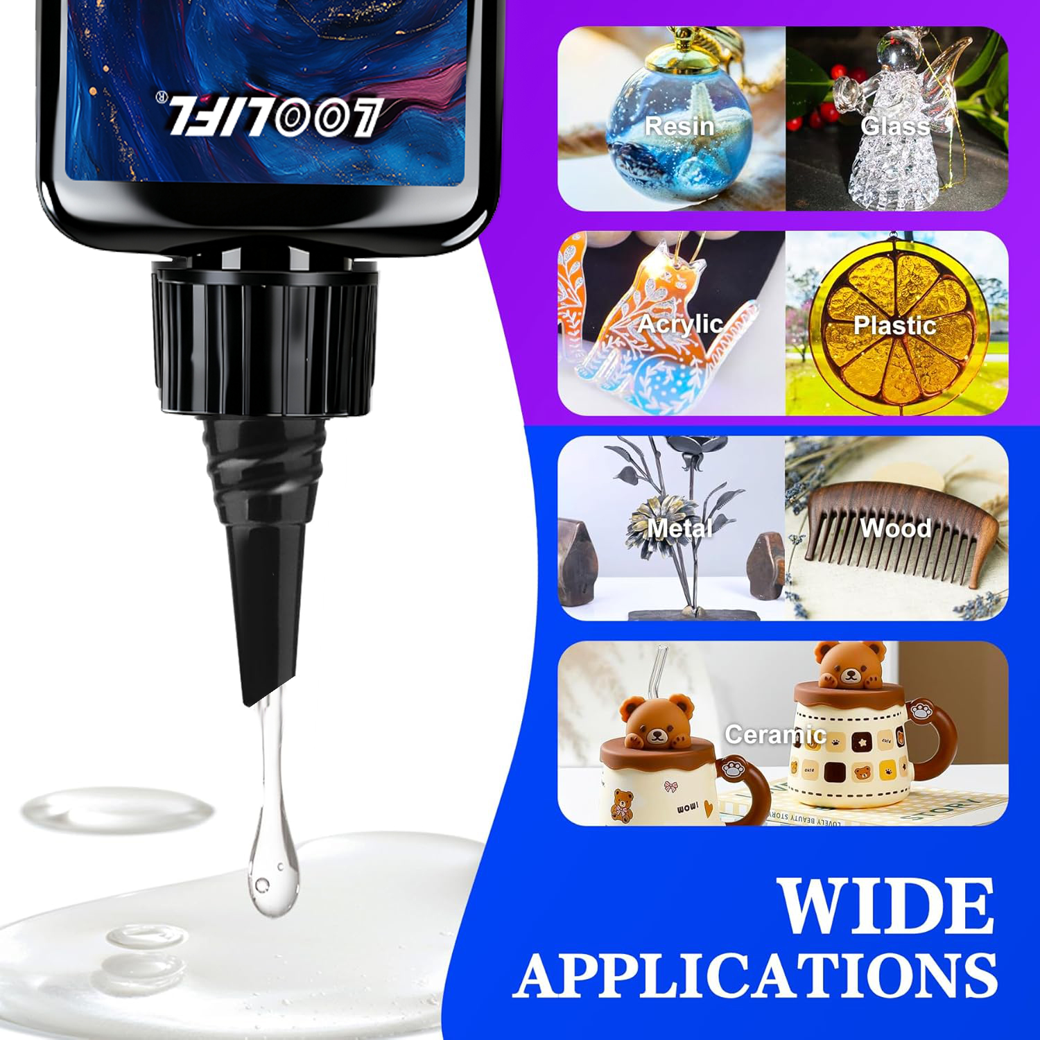 LOOLIFL 50ML UV Resin Kit with - Liquid Uv Glue Kit 评论和价格