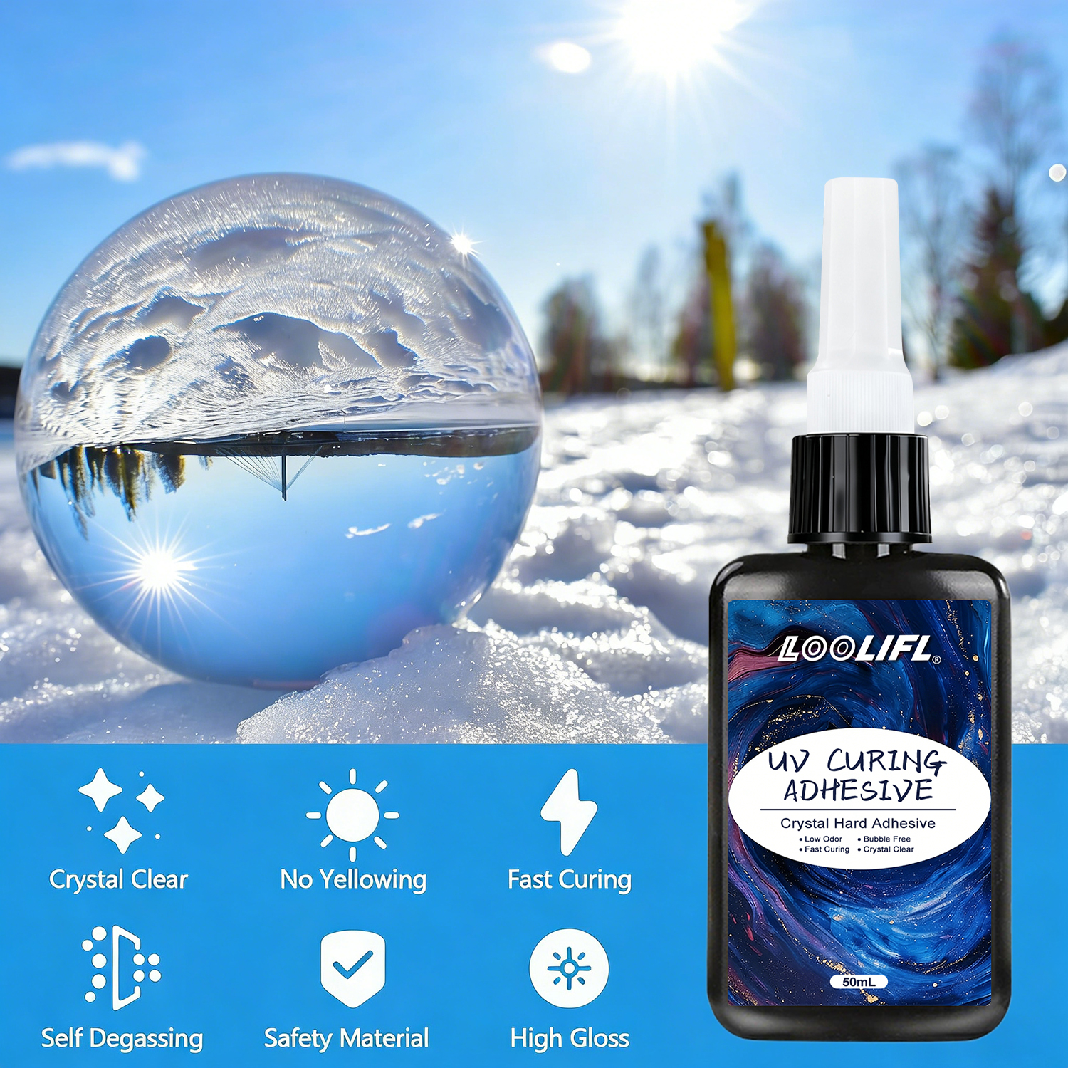 LOOLIFL 50ML UV Resin Kit with - Liquid Uv Glue Kit 评论和价格