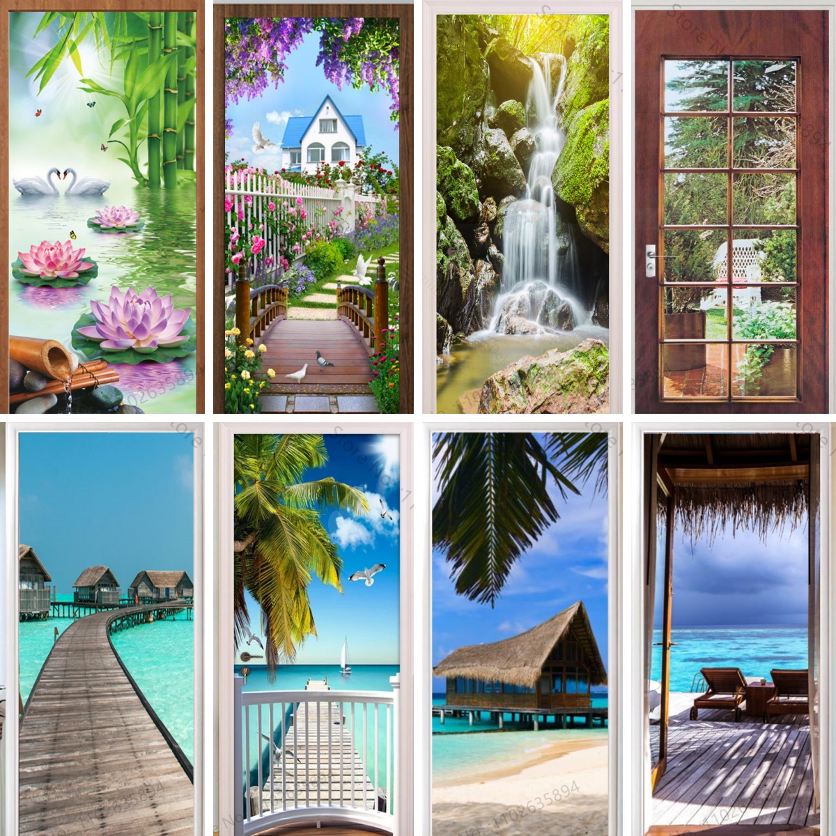 Natural Scenery Beach Waterfal - Full Cover Adhesive 评论和价格