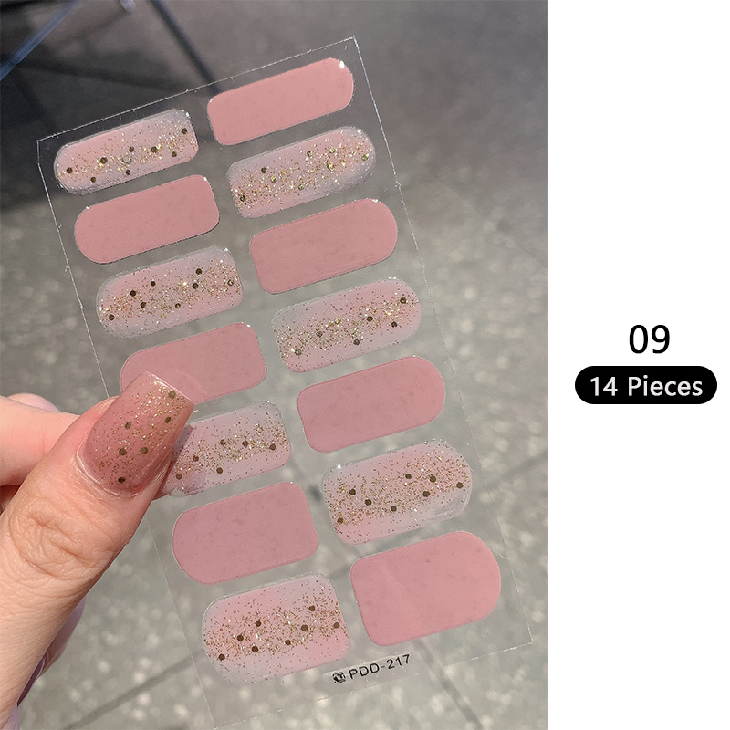 Baking-free Pink Nail Stickers - Full Cover Adhesive 评论和价格