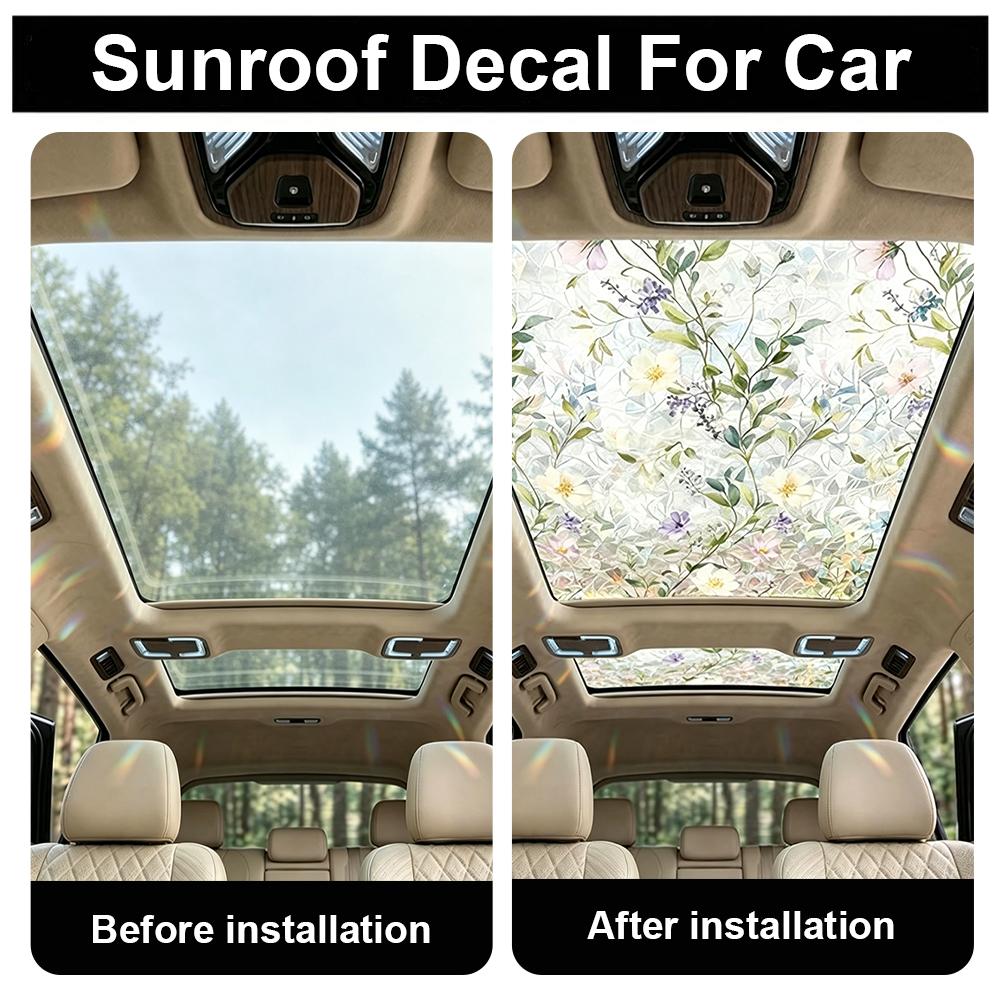 Floral Stained Glass Car Sunro - Privacy Screen Protector 评论和价格