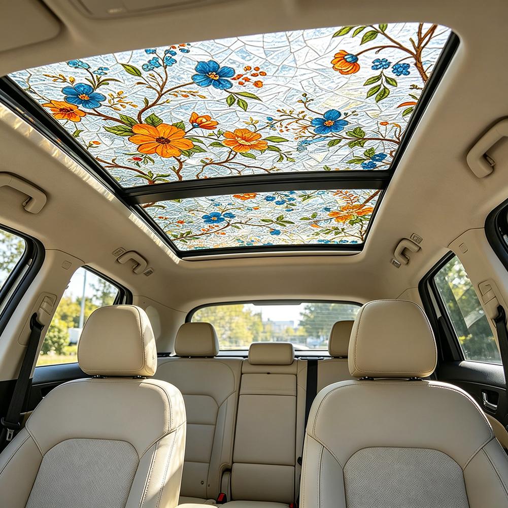 Floral Stained Glass Car Sunro - Privacy Screen Protector 评论和价格
