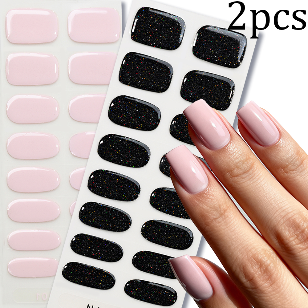 32tips 2sheet Black Pink Semi- - Full Cover Adhesive 评论和价格