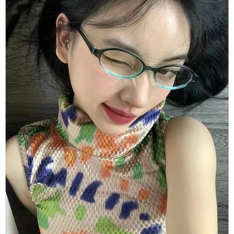 Retro Oval Glasses Women Girls - Anti Blue Light Film 评论和价格