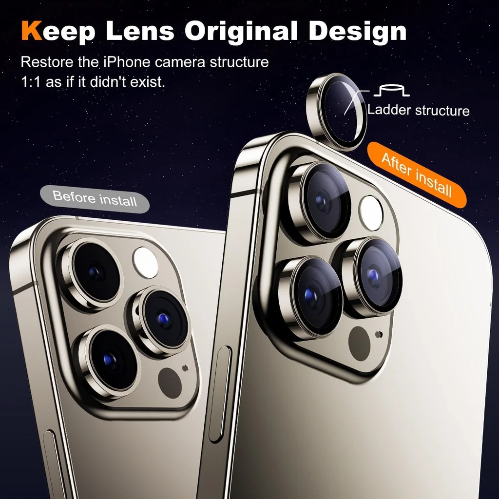 3Pcs Metal Camera Lens Protect - Tempered Glass Screen 9H 评论和价格